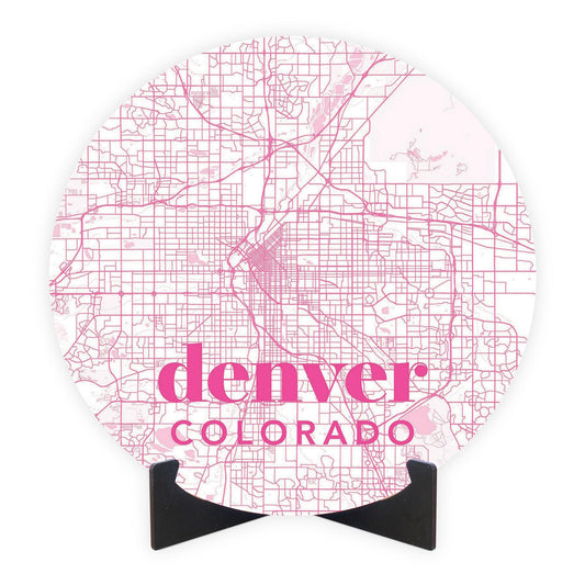 Bright Modern Pink Map Colorado Denver | Wood Sign | Eaches | Min 1