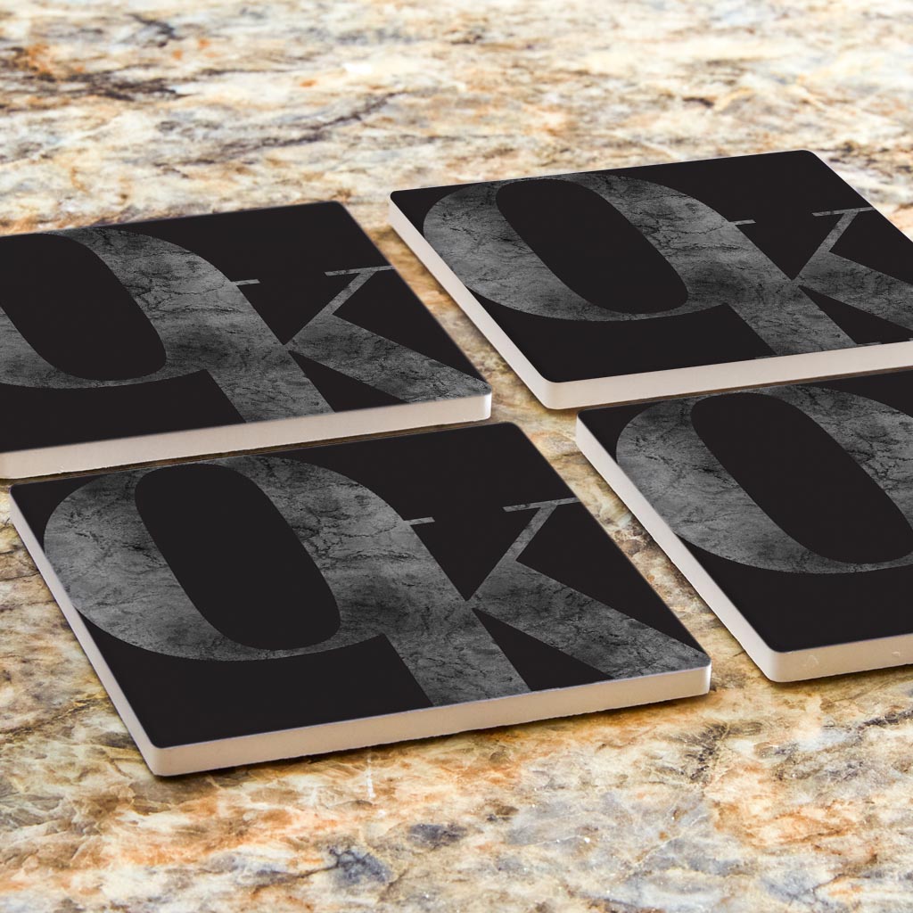 Minimalistic B&W Ardmore Ok Black Initials | Absorbent Coasters | Set of 4 | Min 2