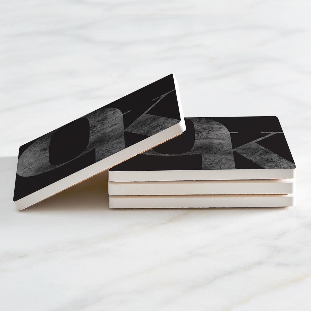 Minimalistic B&W Ardmore Ok Black Initials | Absorbent Coasters | Set of 4 | Min 2