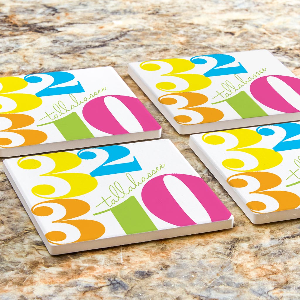 Bright Modern Color Block City Zip Florida Tallahassee | Absorbent Coasters | Set of 4 | Min 2