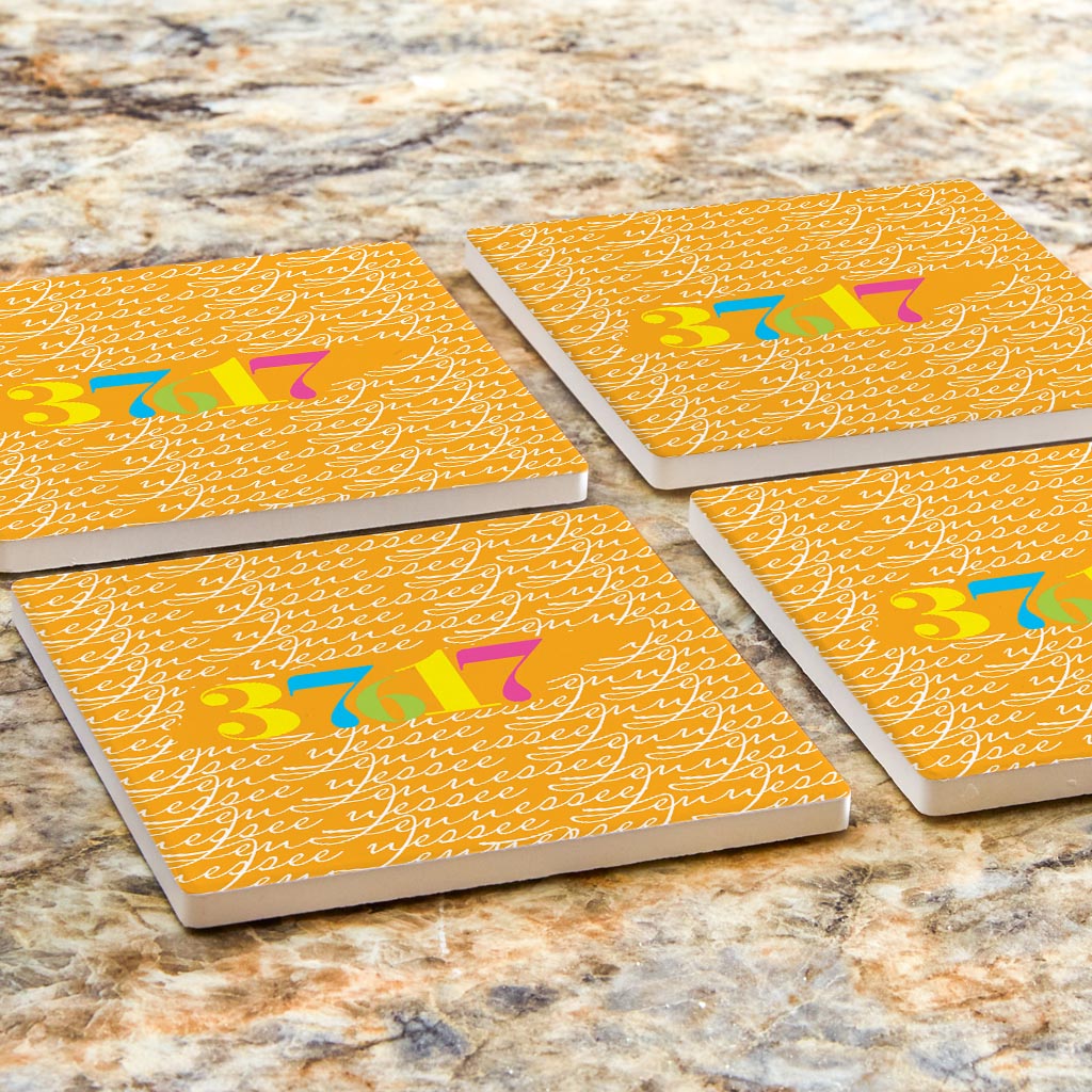 Bright Modern State Script Orange Tennessee Blountville | Absorbent Coasters | Set of 4 | Min 2