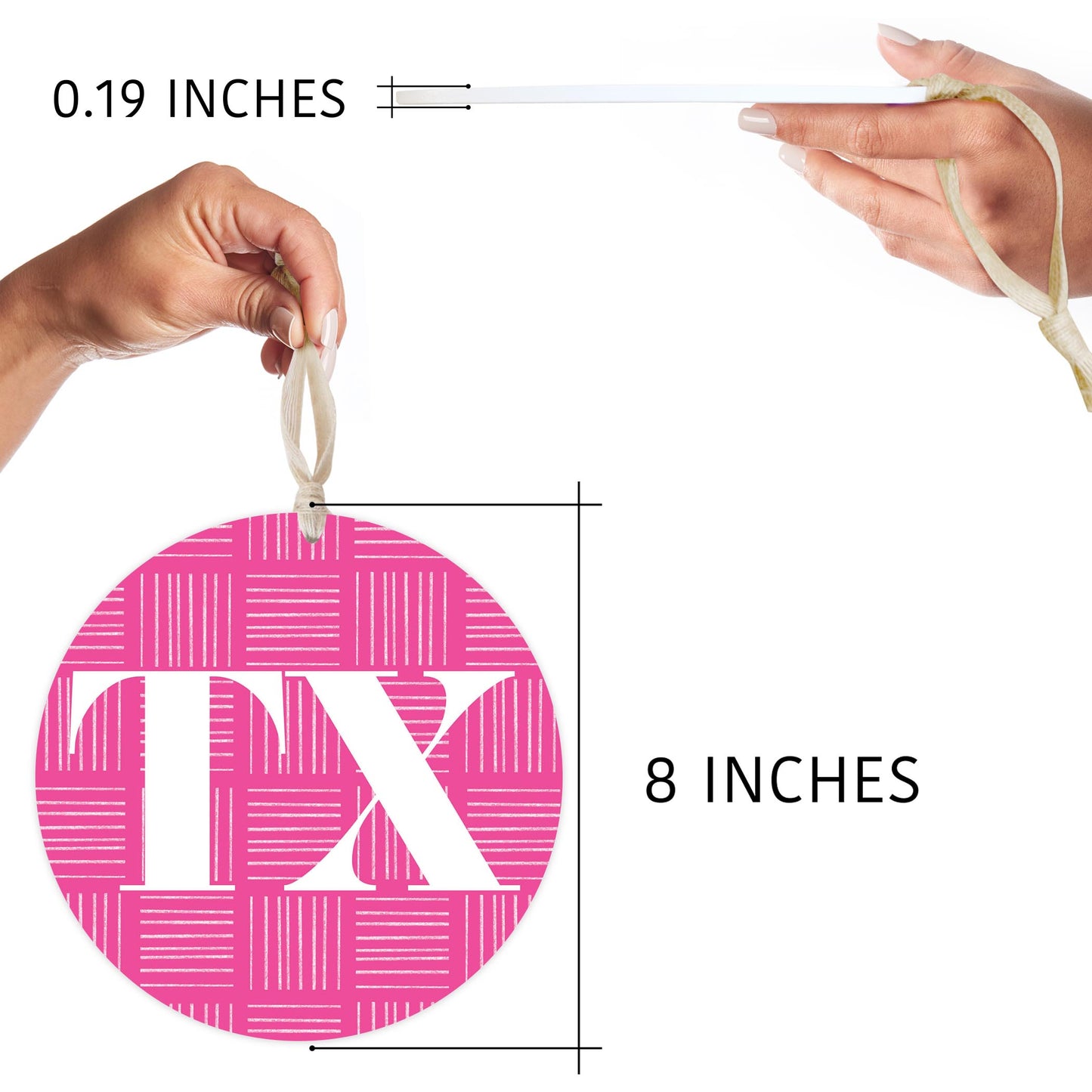 Bright Modern Abbreviated On Pink Texas | Wood Ornament | Eaches | Min 1