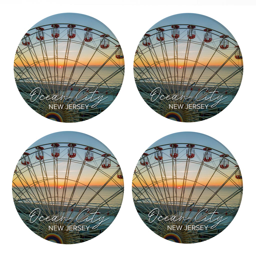 Ferris Wheel Sunrise Round Coaster | Absorbent Coasters | Set of 4 | Min 2