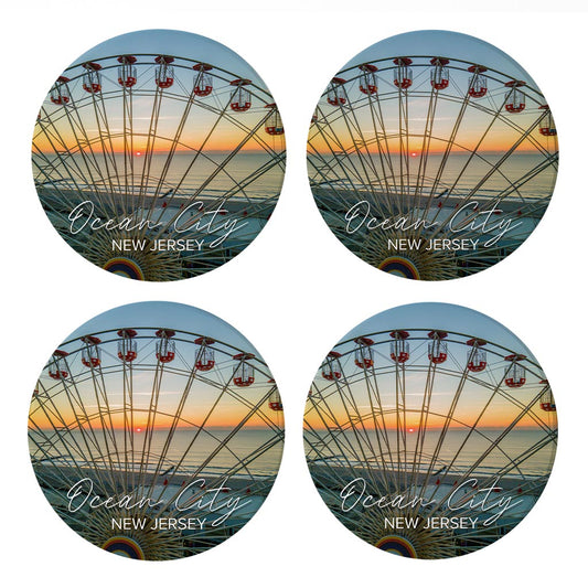 Ferris Wheel Sunrise Round Coaster | Absorbent Coasters | Set of 4 | Min 2