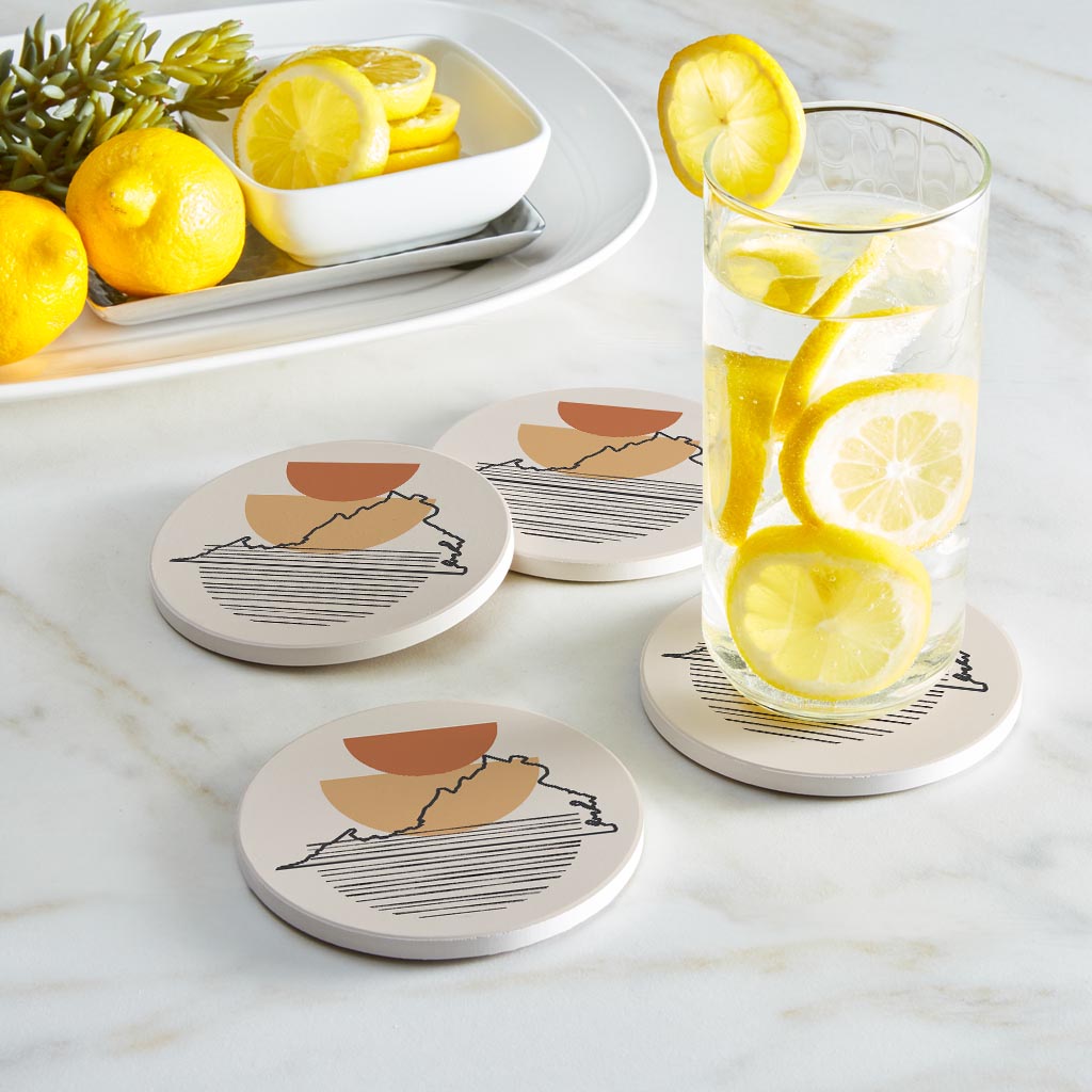 Vintage Groove Shape Stack Virginia | Absorbent Coasters | Set of 4 | Min 2