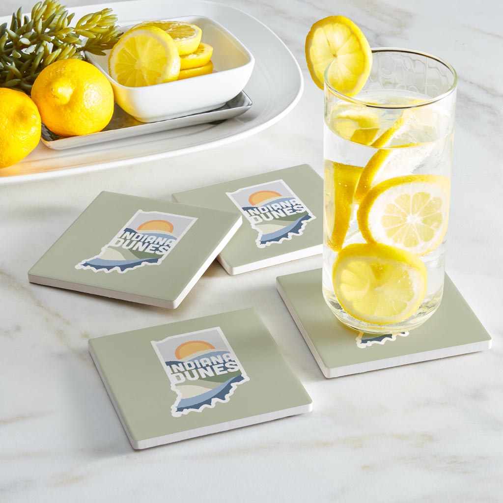 Indiana Dunes State Shape | Absorbent Coasters | Set of 4 | Min 2