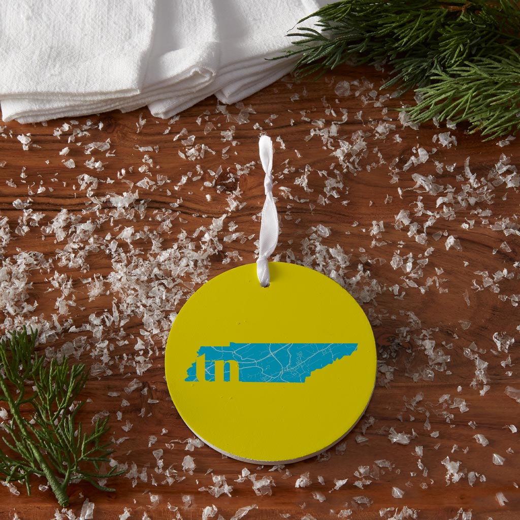 Bright Modern Abbreviated State Yellow Florida Blountville| Wood Ornament | Eaches | Min 6