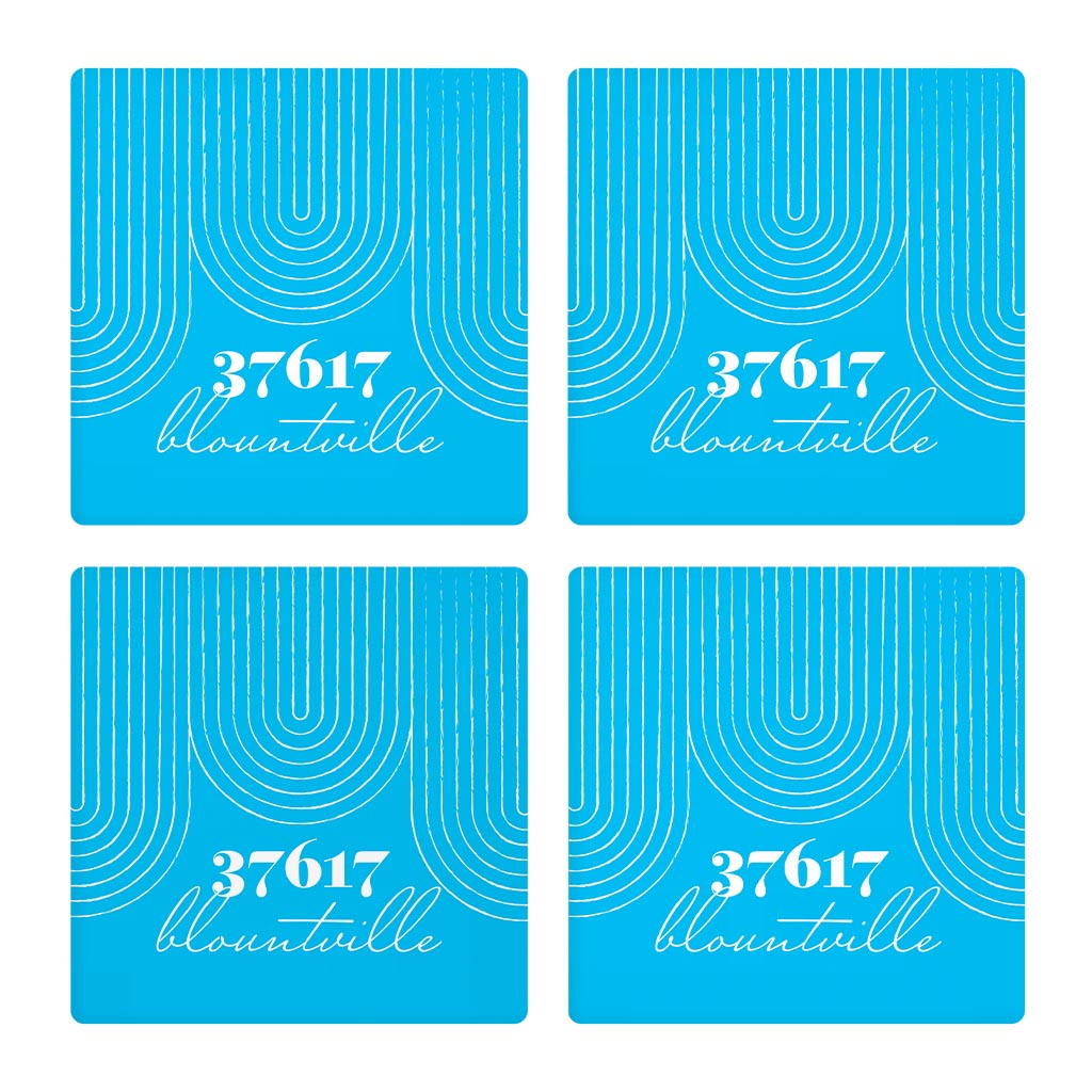 Bright Modern City Zip On Teal Tennessee Blountville | Absorbent Coasters | Set of 4 | Min 2