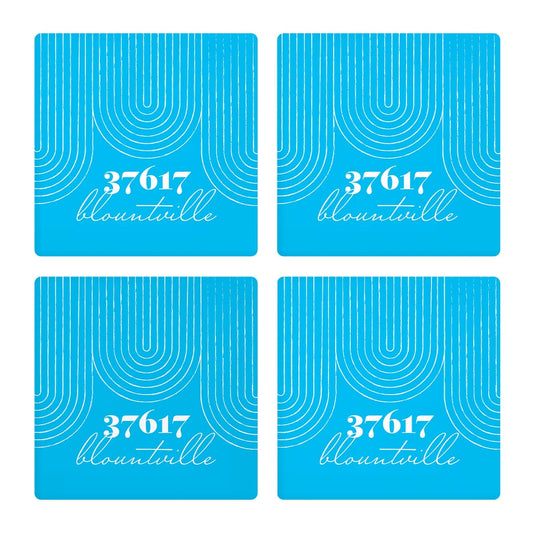 Bright Modern City Zip On Teal Tennessee Blountville | Absorbent Coasters | Set of 4 | Min 2