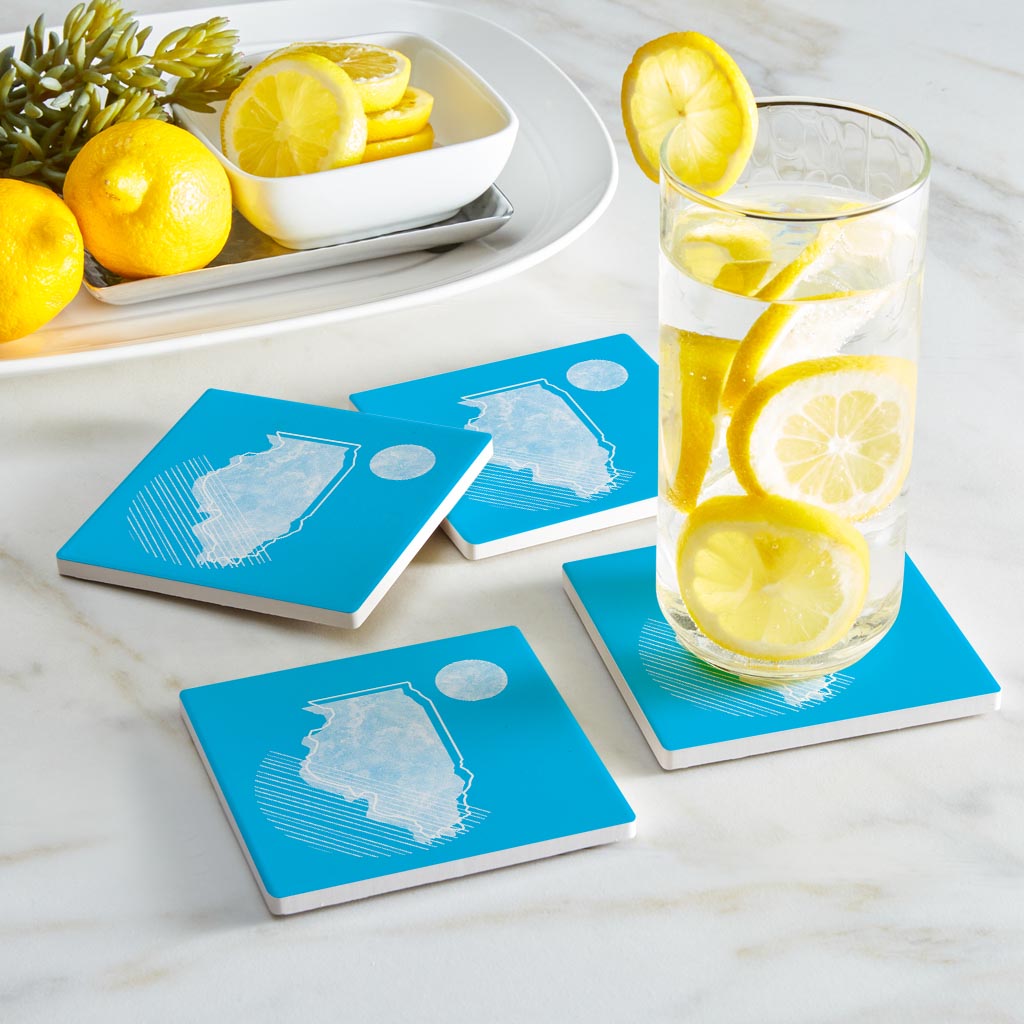 Bright Modern Geometric On Blue Georgia| Absorbent Coasters | Set of 4 | Min 2