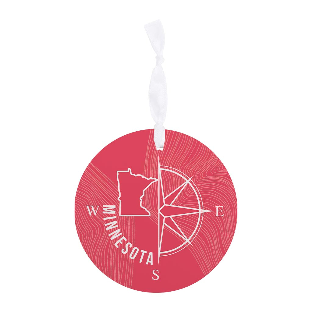 Boho Color Compass State On Pink Minnesota | Wood Ornament | Eaches | Min 6