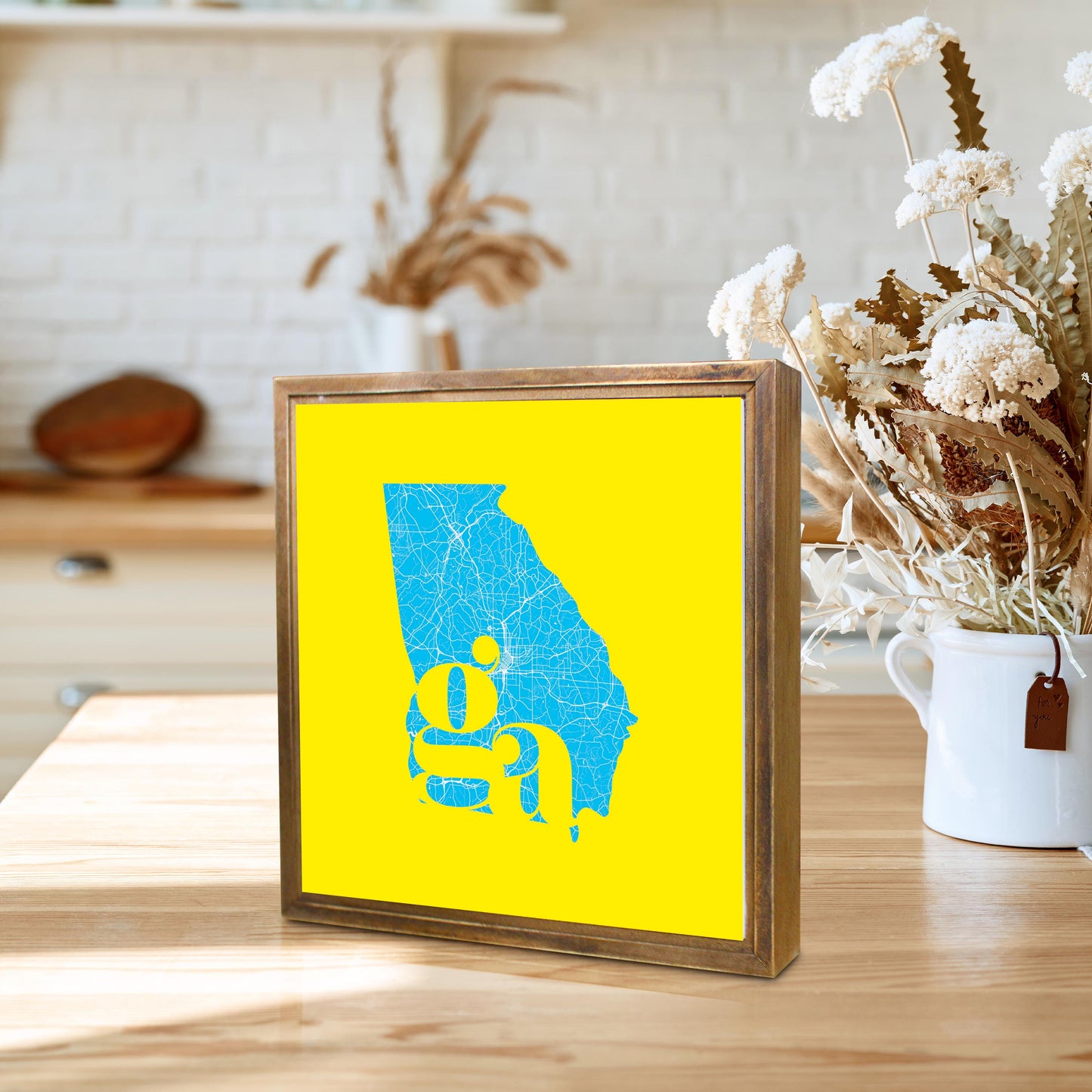 Bright Modern Abbreviated State Yellow Georgia | Wood Sign | Eaches | Min 1