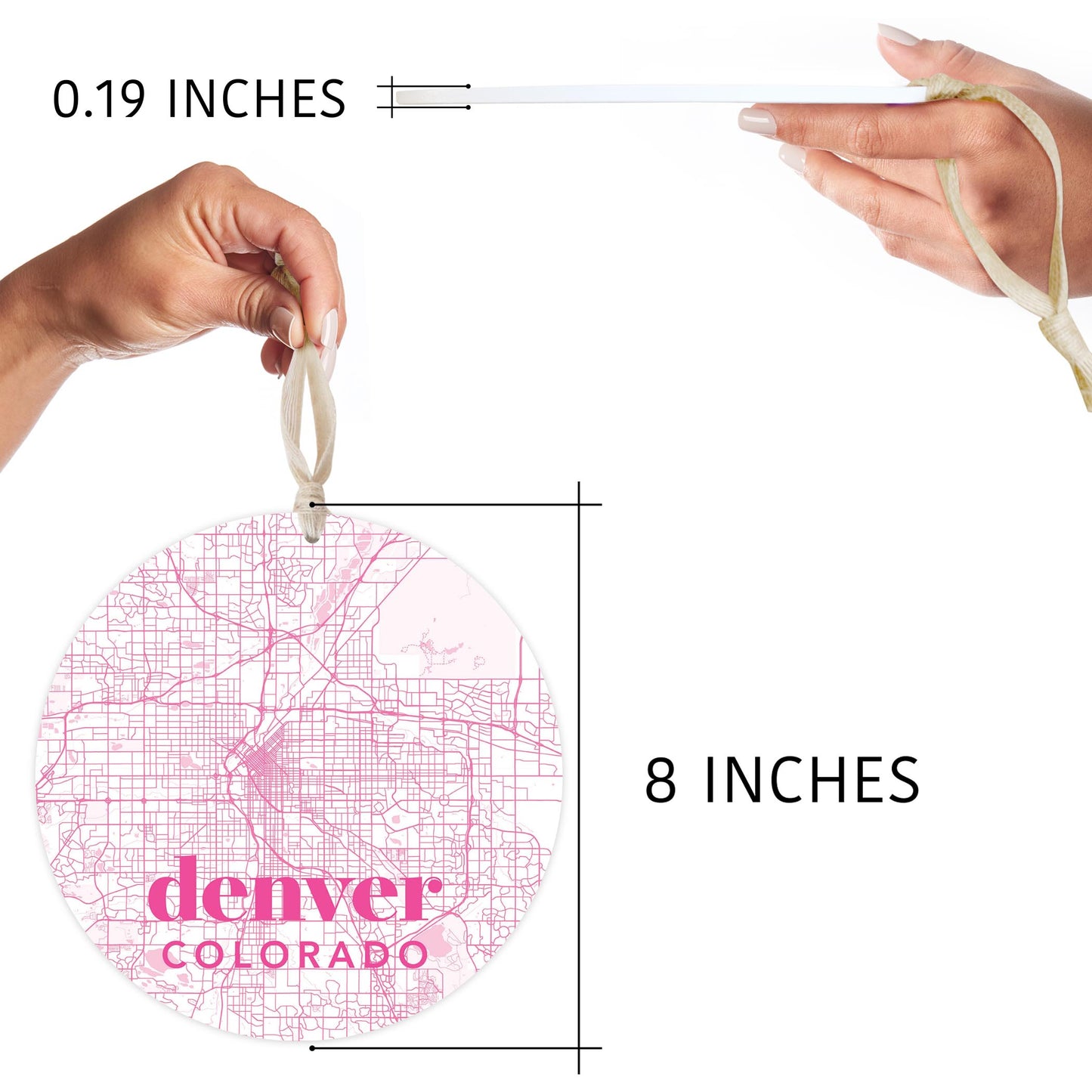 Bright Modern Pink Map Colorado Denver | Wood Ornament | Eaches | Min 1