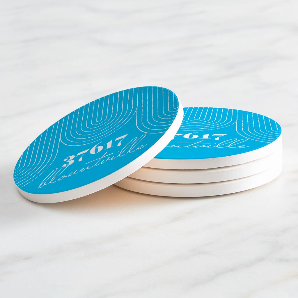 Bright Modern City Zip On Teal Tennessee Blountville | Absorbent Coasters | Set of 4 | Min 2