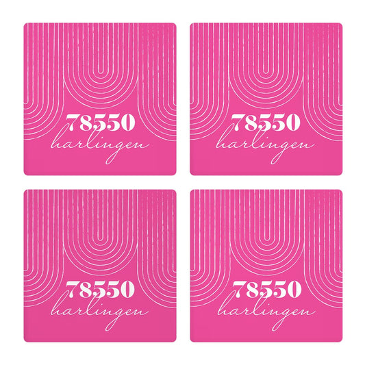 Bright Modern City Zip On Pink Texas Harlingen | Absorbent Coasters | Set of 4 | Min 2