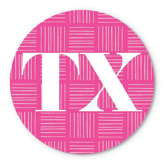 Bright Modern Abbreviated On Pink Texas | Wood Sign | Eaches | Min 1