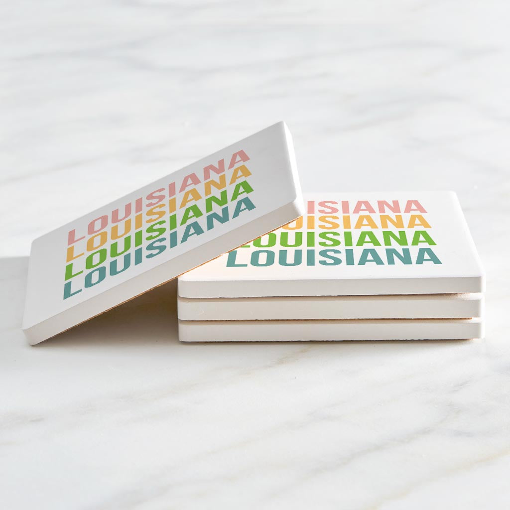 Boho Color Repeated State Name Louisiana| Absorbent Coasters | Set of 4 | Min 2