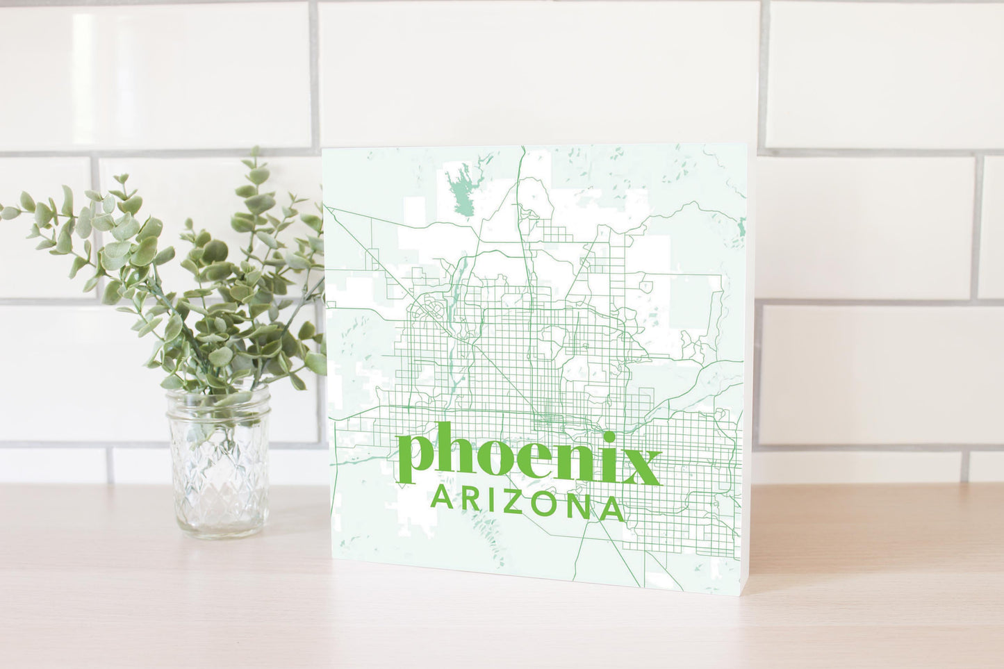 Bright Modern Green Map Arizona Phoenix | Wood Block | Eaches | Min 2