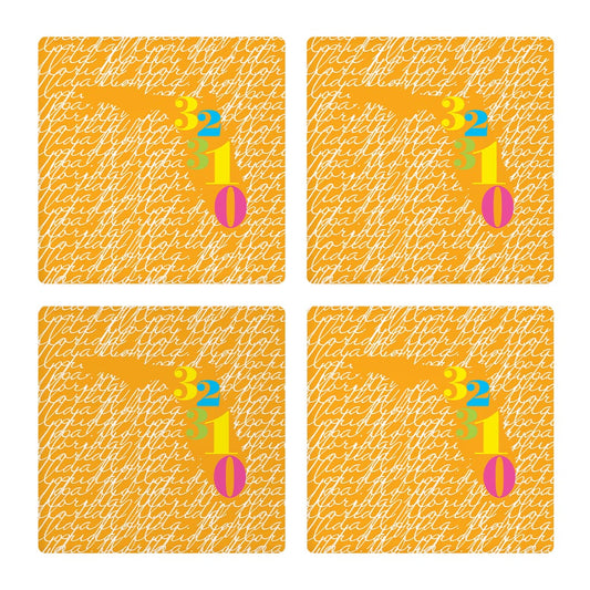 Bright Modern State Script Orange Florida Tallahassee | Absorbent Coasters | Set of 4 | Min 2