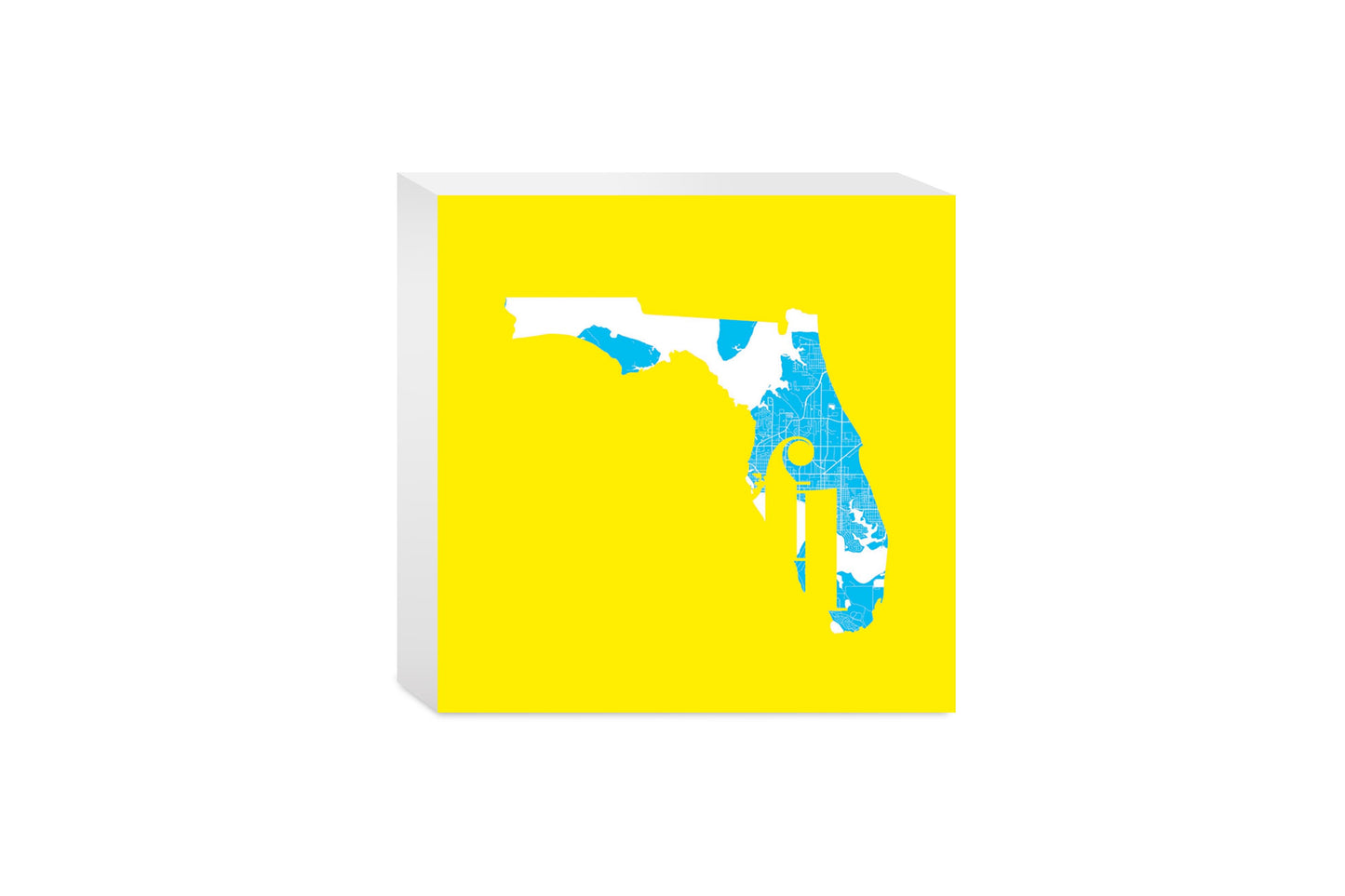 Bright Modern Abbreviated State Yellow Florida Panama | Wood Block | Eaches | Min 4