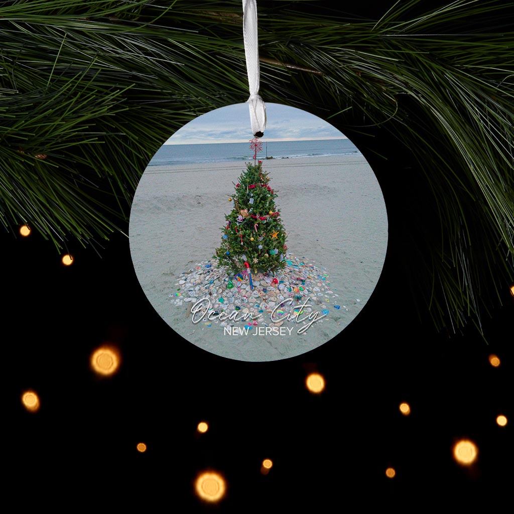 OCNJ North St Christmas Tree Ornament | Wood Ornament | Eaches | Min 6