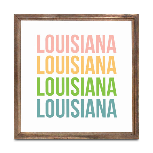 Boho Color Repeated State Name Louisiana | Wood Sign | Eaches | Min 1