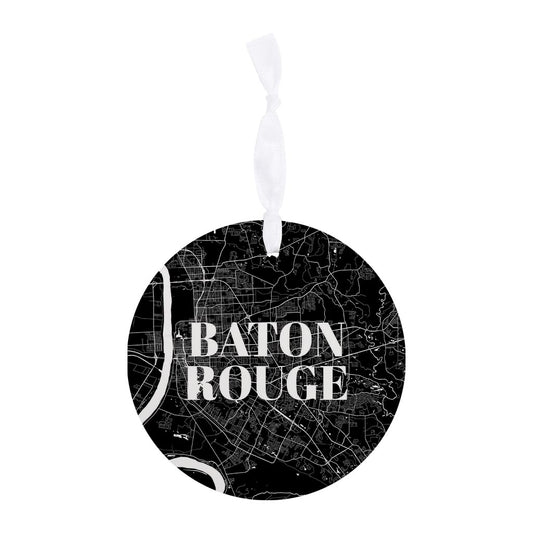 Minimalistic Baton Rouge Black Map | Wood Ornament | Eaches | Min 6