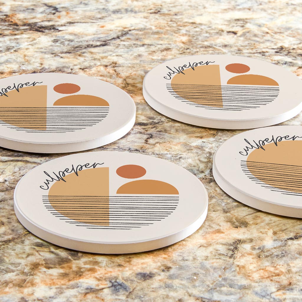 Vintage Groove Shapes Virginia Culpeper | Absorbent Coasters | Set of 4 | Min 2