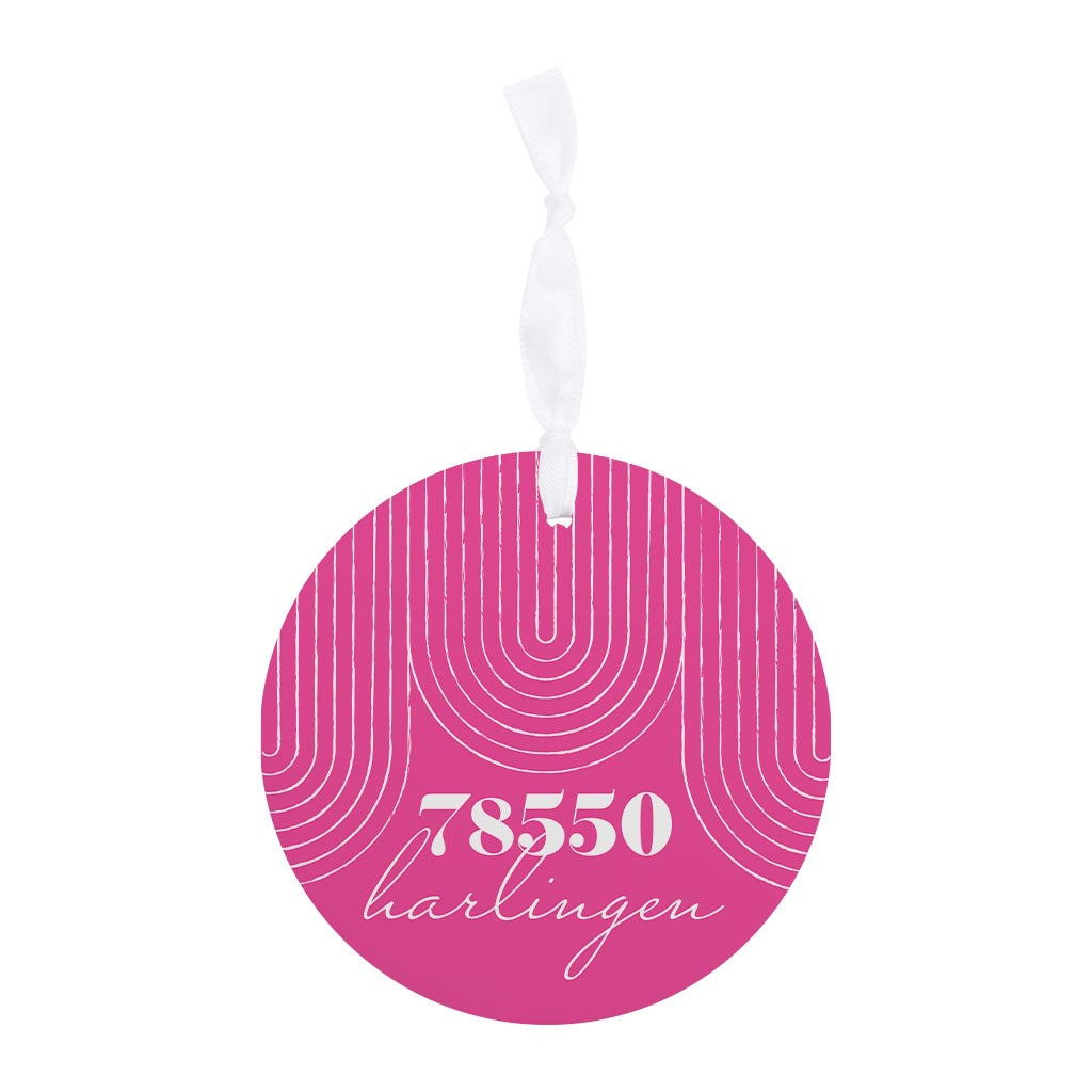 Bright Modern City Zip On Pink Texas Harlingen | Wood Ornament | Eaches | Min 6