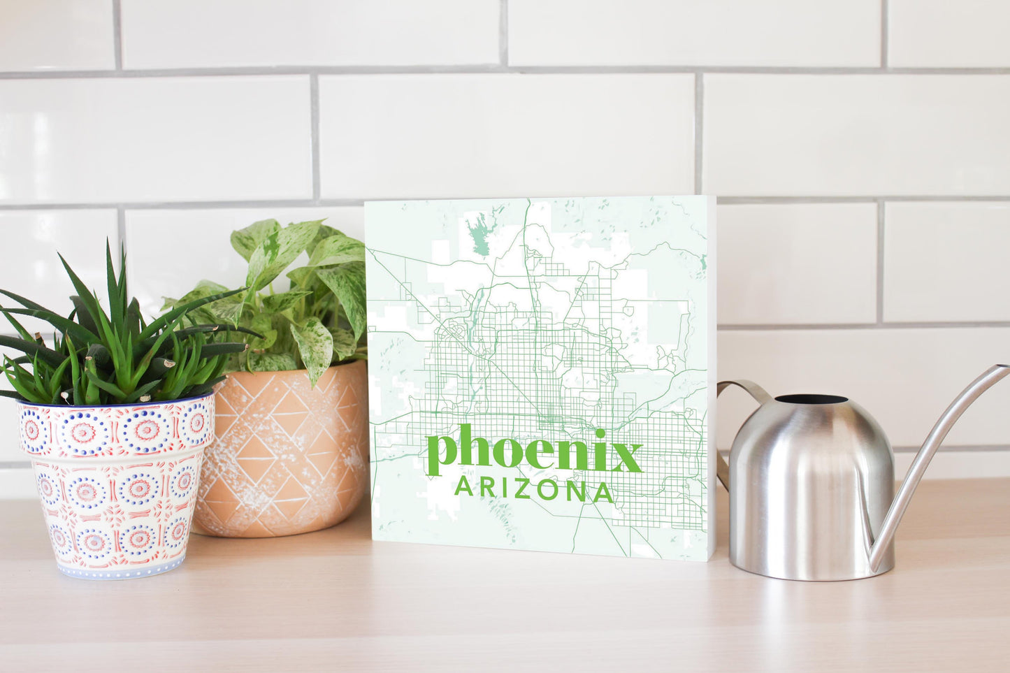 Bright Modern Green Map Arizona Phoenix | Wood Block | Eaches | Min 2