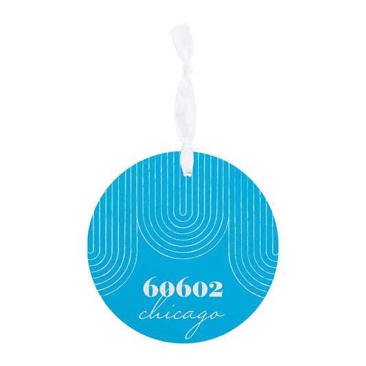 Bright Modern City Zip On Teal Illinois Chicago | Wood Ornament | Eaches | Min 6