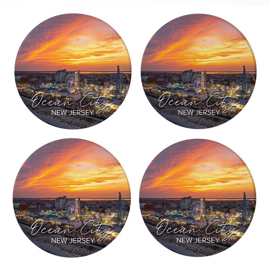 Playland Sunset Round Coaster | Absorbent Coasters | Set of 4 | Min 2