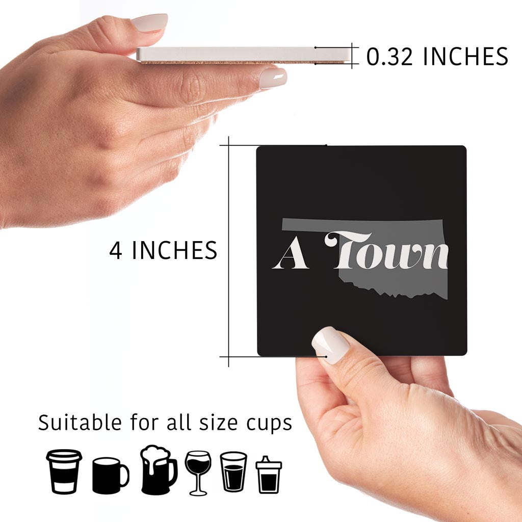 Minimalistic B&W Ardmore Ok A Town Black | Absorbent Coasters | Set of 4 | Min 2