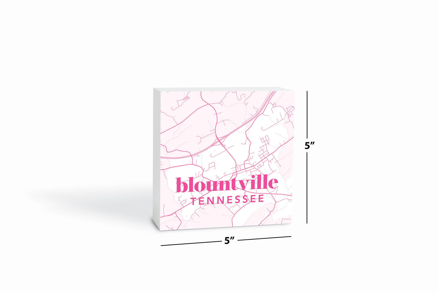 Bright Modern Pink Map Tennessee Blountville | Wood Block | Eaches | Min 4