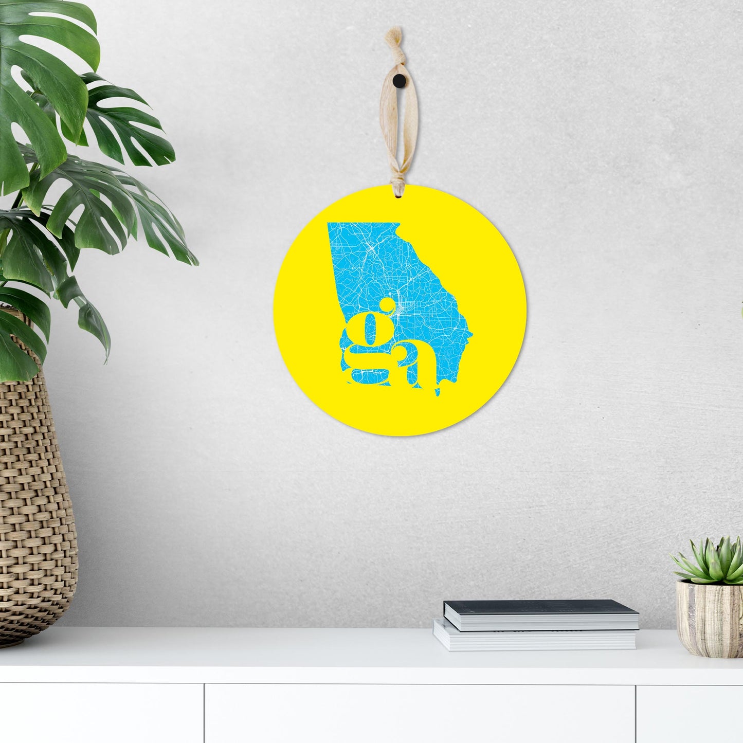 Bright Modern Abbreviated State Yellow Georgia | Wood Ornament | Eaches | Min 1