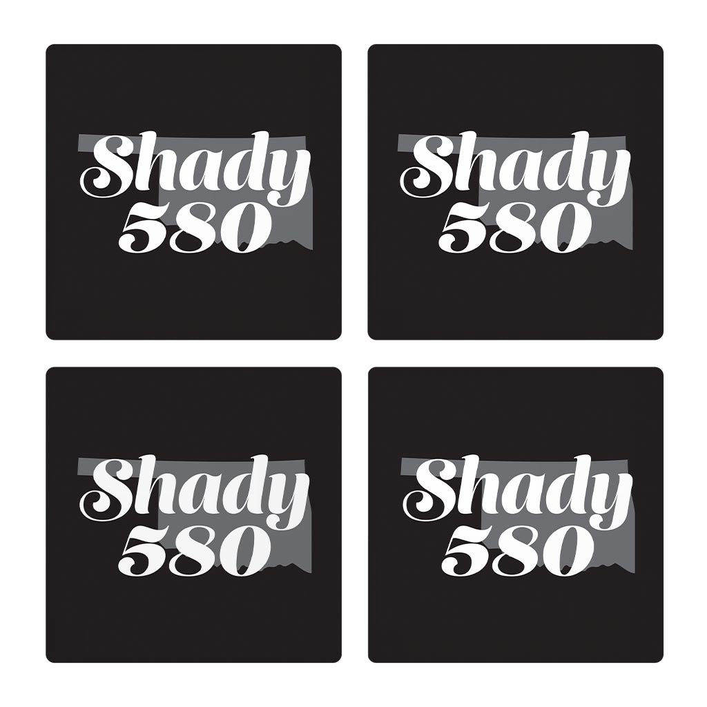 Minimalistic B&W Ardmore Ok Shady 580 Black | Absorbent Coasters | Set of 4 | Min 2