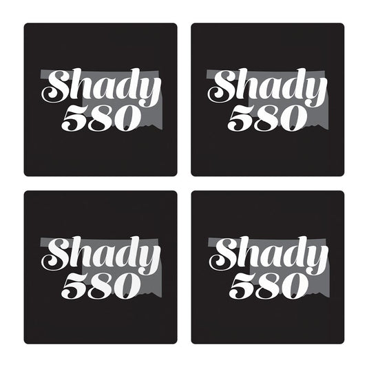 Minimalistic B&W Ardmore Ok Shady 580 Black | Absorbent Coasters | Set of 4 | Min 2