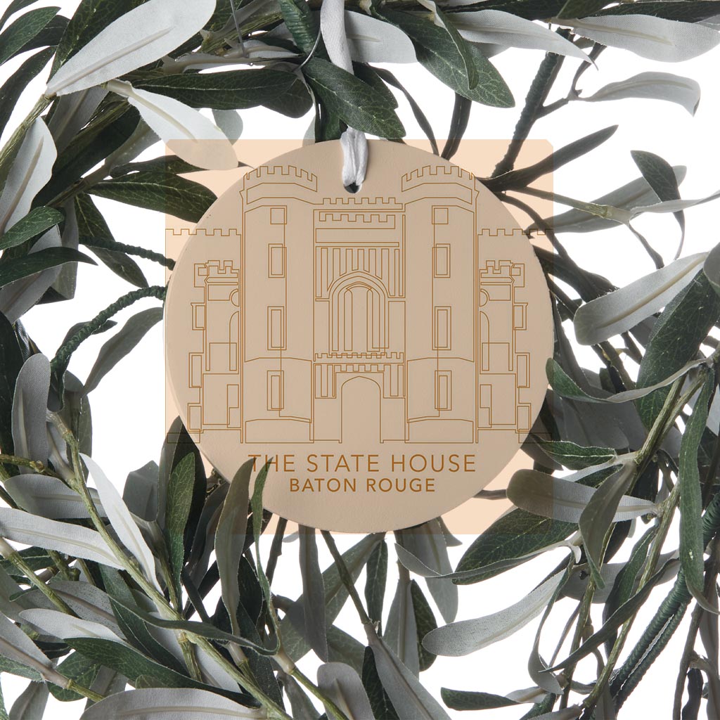 Minimalistic Baton Rouge State House Colorful | Wood Ornament | Eaches | Min 6