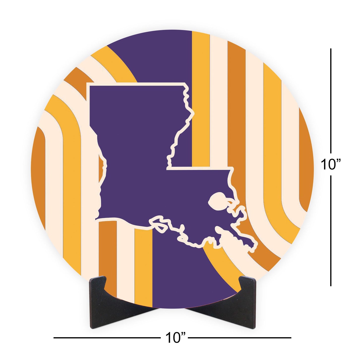 Purple Gold Louisiana Retro State Shape | Wood Sign | Eaches | Min 1