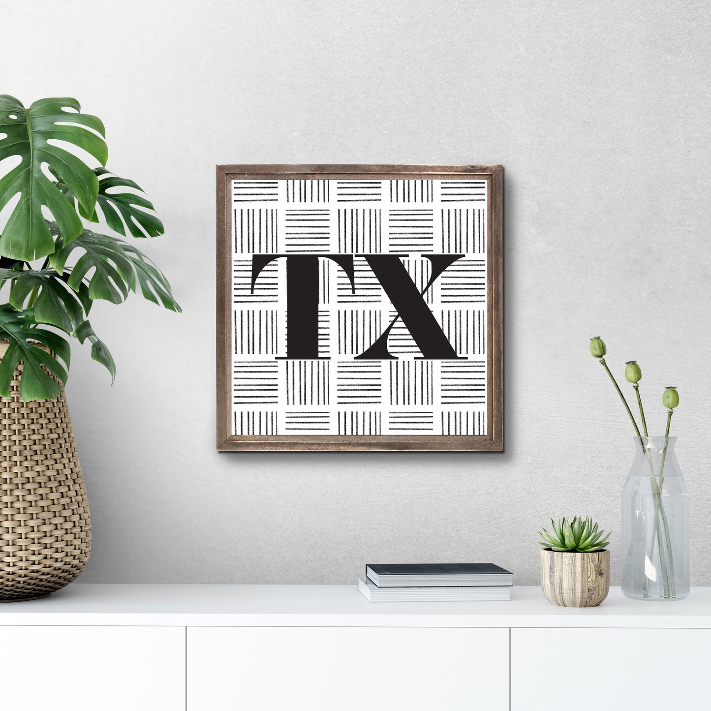 Black And White Abbreviated On White Texas | Wood Sign | Eaches | Min 1