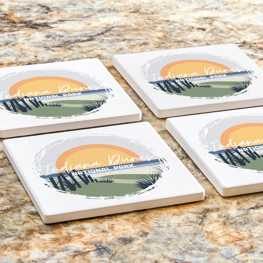 Indiana Dunes Round Beach Scene | Absorbent Coasters | Set of 4 | Min 2