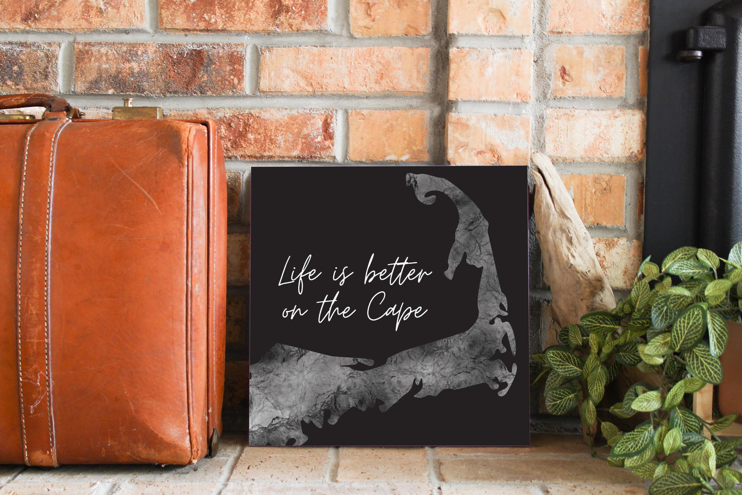 Minimalistic B&W Cape Cod Life Is Better | Wood Sign | Eaches | Min 2