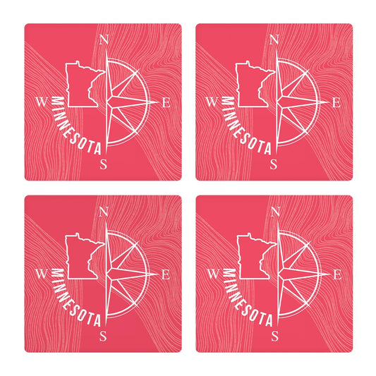 Boho Color Compass State On Pink Minnesota | Absorbent Coasters | Set of 4 | Min 2