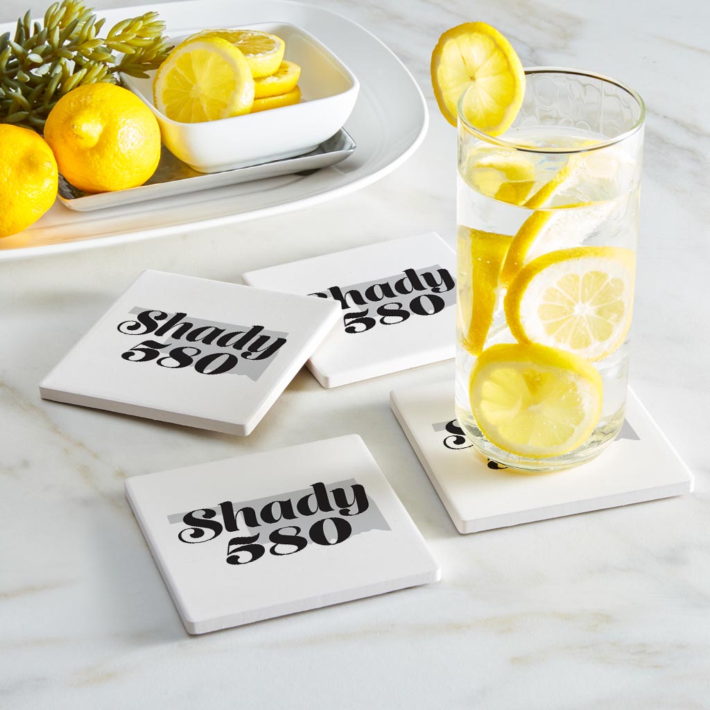 Minimalistic B&W Ardmore Ok Shady 580 White | Absorbent Coasters | Set of 4 | Min 2