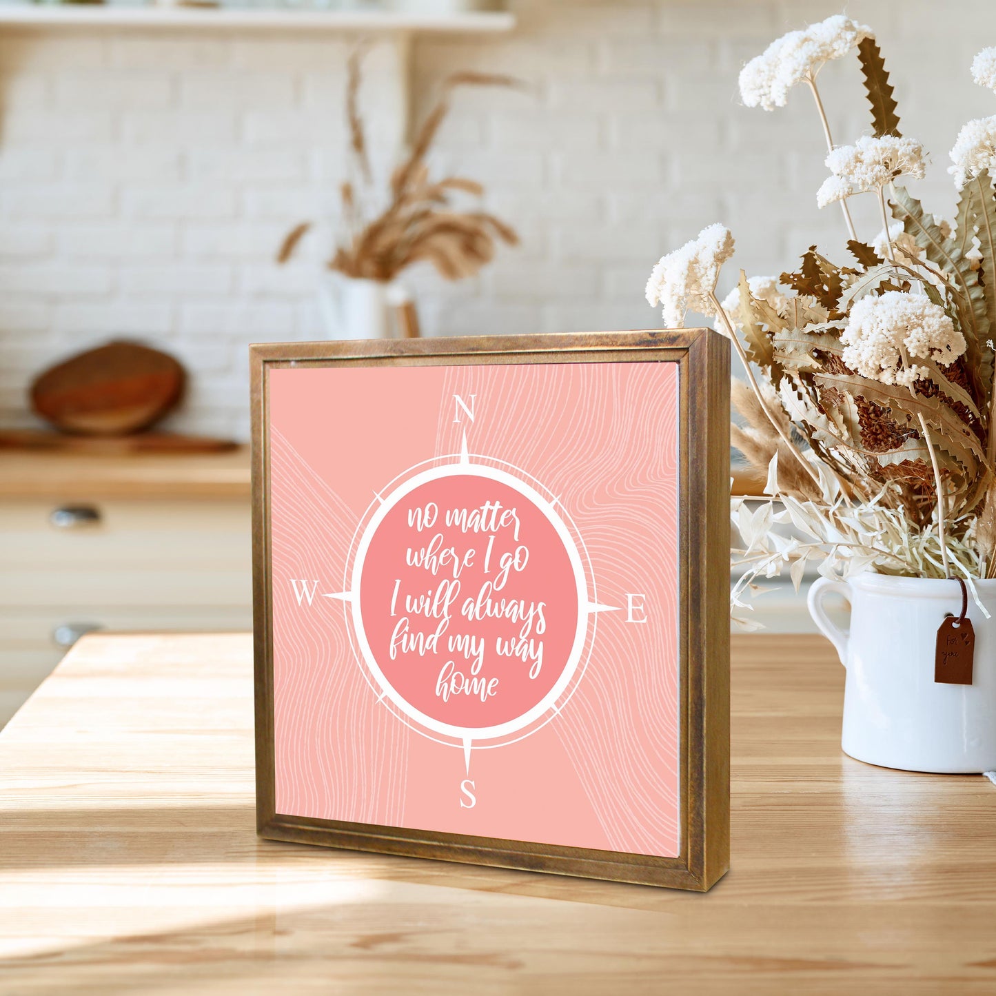 Boho Color Compass On Pink Quote | Wood Sign | Eaches | Min 1