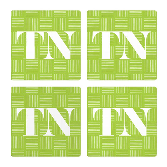 Bright Modern Abbreviated On Green Tennessee | Absorbent Coasters | Set of 4 | Min 2