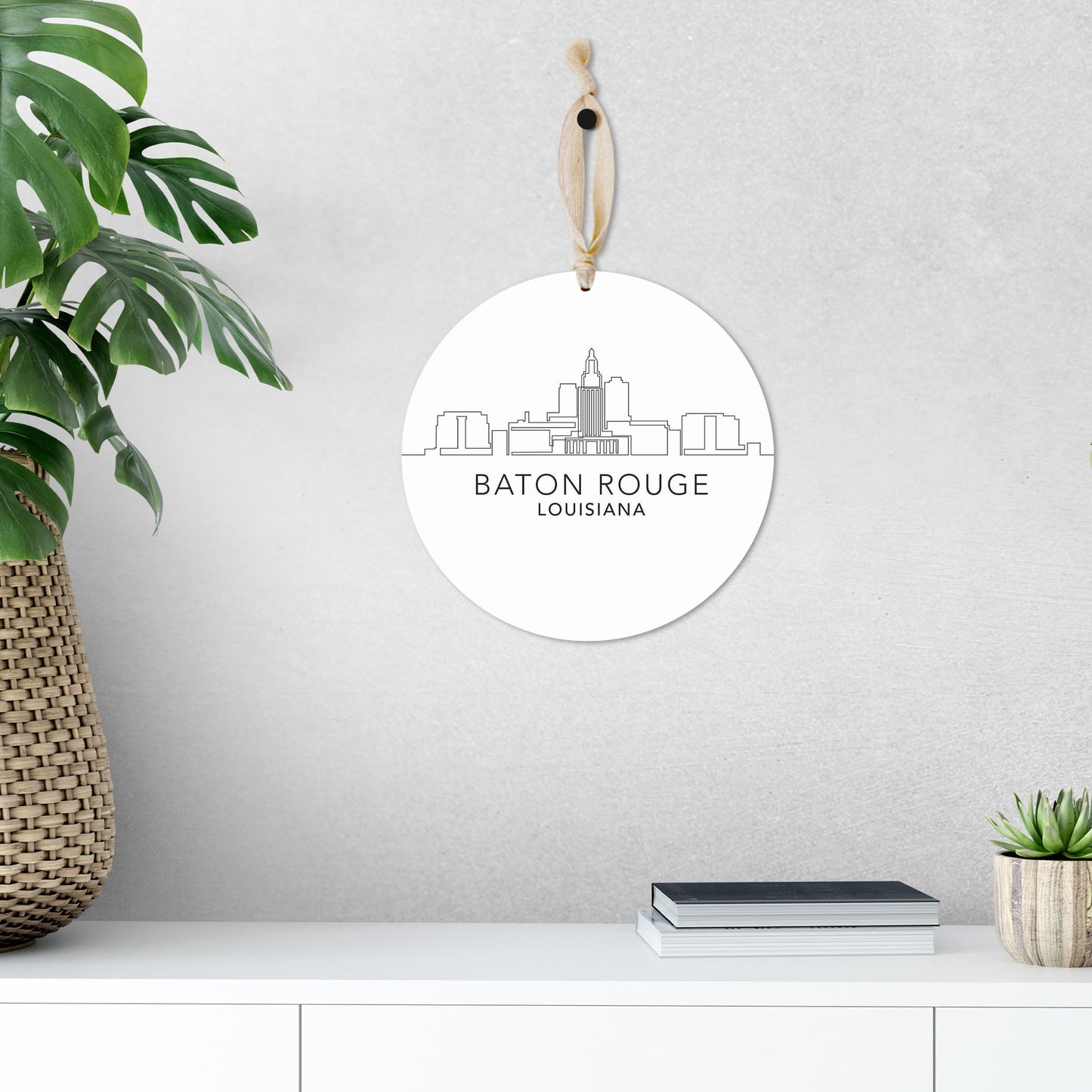 Minimalistic Baton Rouge Skyline | Wood Ornament | Eaches | Min 1