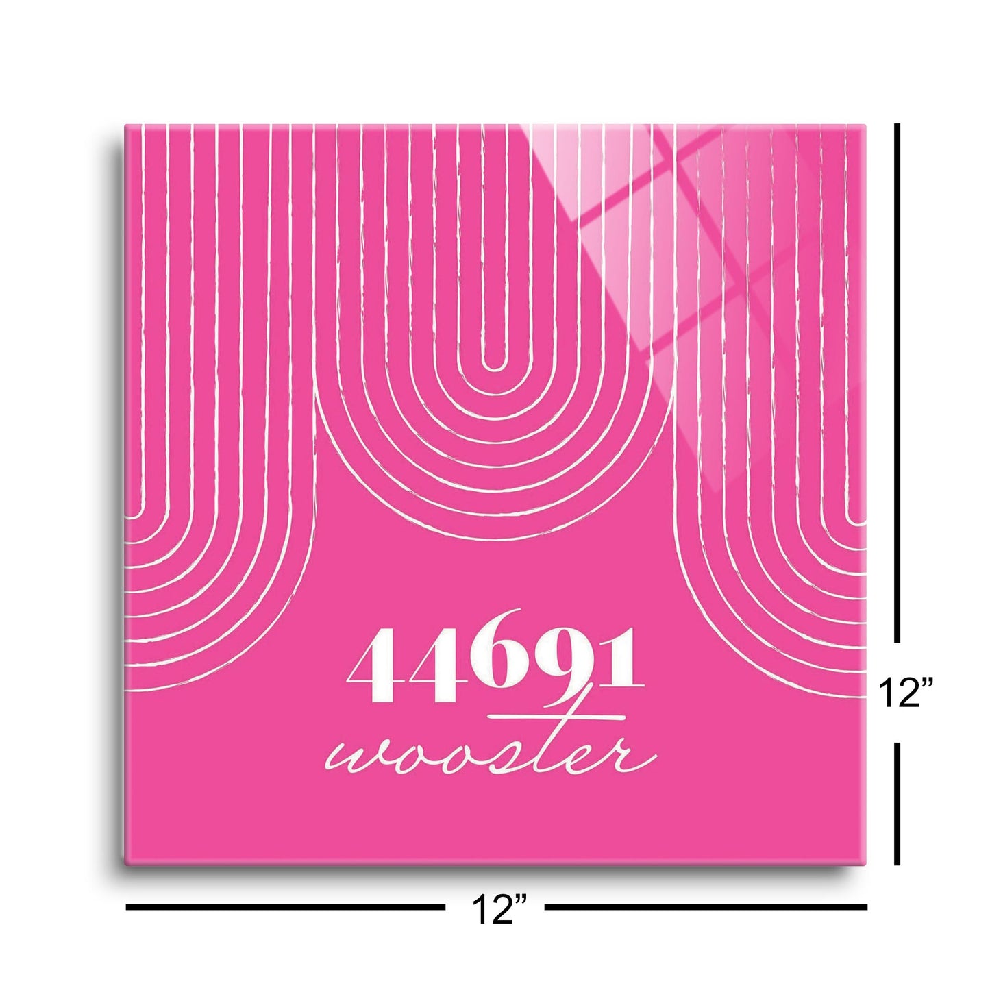 Bright Modern City Zip On Pink Ohio Wooster | Hi-Def Glass Art | Eaches | Min 1