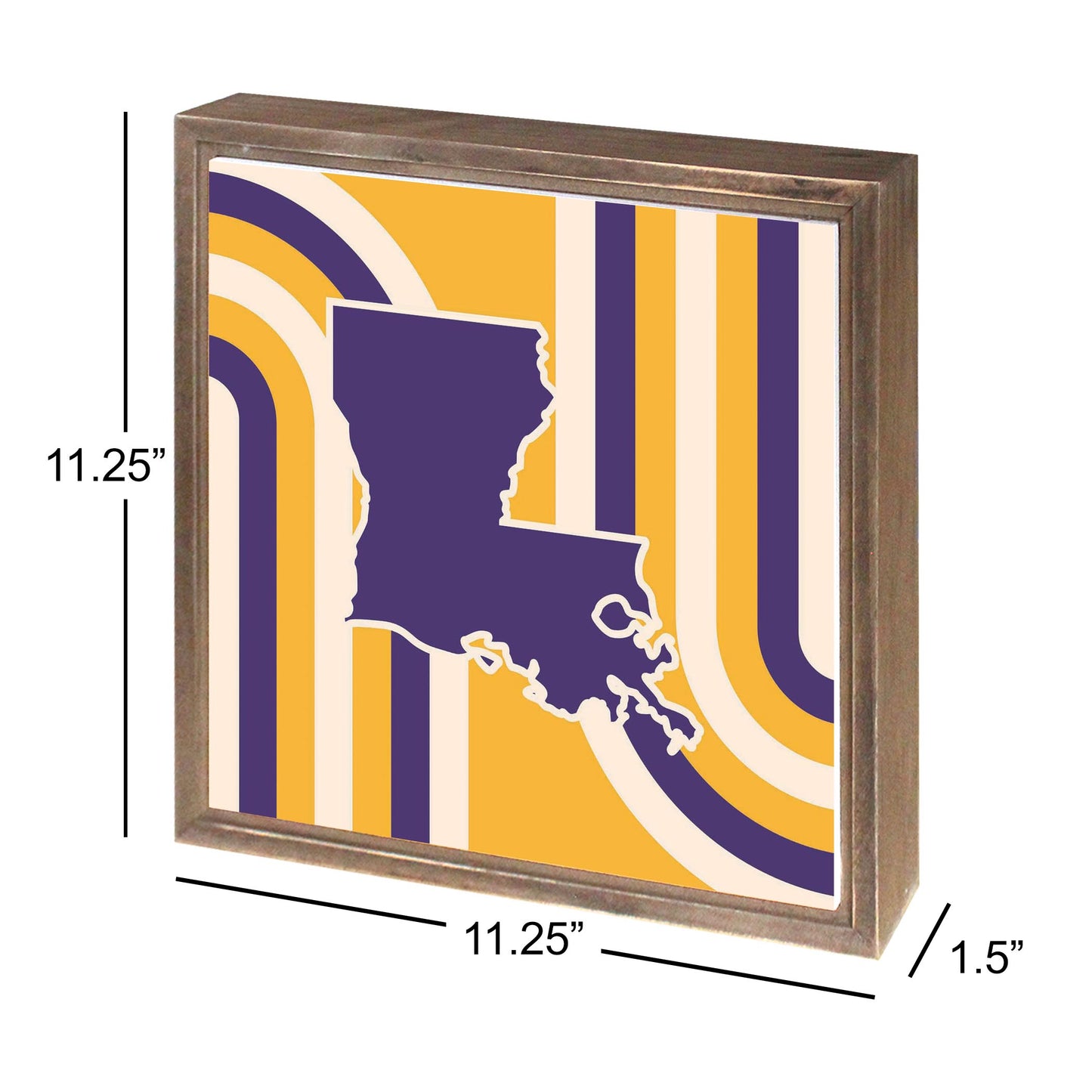 Purple Gold Louisiana Retro State Shape | Wood Sign | Eaches | Min 1