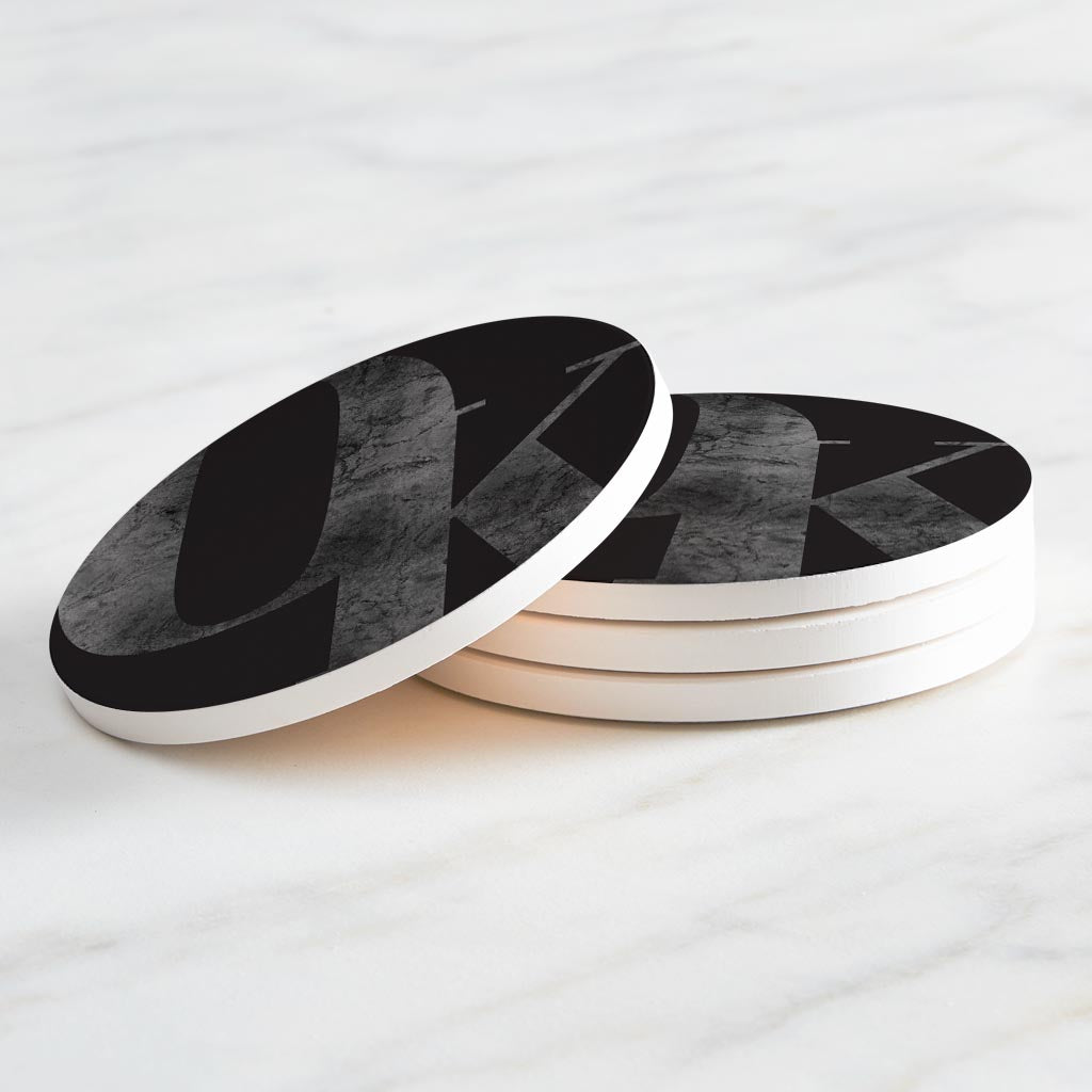 Minimalistic B&W Ardmore Ok Black Initials | Absorbent Coasters | Set of 4 | Min 2